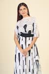 Shop_Samyukta Singhania_Black Soft Silk Crepe Printed Abstract Boat Mushroom Kaftan Dress _Online_at_Aza_Fashions