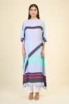 Samyukta Singhania_Sky Blue Soft Silk Crepe Printed Abstract Boat Ocean Breeze Kaftan _Online_at_Aza_Fashions