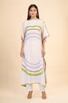 Buy_Samyukta Singhania_White Soft Silk Crepe Printed Circular Boat Snowball Kaftan Dress 