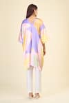 Shop_Samyukta Singhania_Multi Color Soft Satin Silk Printed Butterfly V-neck Belted Kaftan Dress _at_Aza_Fashions