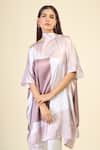 Shop_Samyukta Singhania_Beige Soft Satin Silk Printed Abstract Boat Vintage Kaftan _Online_at_Aza_Fashions