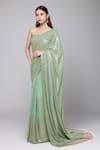 Nakul Sen_Green 100% Silk Chiffon Embroidered Sequins Saree With Unstitched Blouse Piece _Online_at_Aza_Fashions