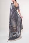 Shop_Nakul Sen_Grey 100% Silk Chiffon Embroidered Sequins Scoop Saree With Blouse _at_Aza_Fashions