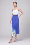 Shop_Rahul Mishra_Blue Jersey Embroidered Floral Midi Skirt _at_Aza_Fashions