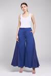 Buy_Rahul Mishra_Blue Solid Side Pleated Trouser _at_Aza_Fashions