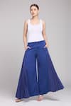 Buy_Rahul Mishra_Blue Solid Side Pleated Trouser _at_Aza_Fashions