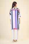 Shop_Samyukta Singhania_Multi Color Chelsea Georgette Print Stripe Boat Neck Asymmetric Short Kaftan _at_Aza_Fashions