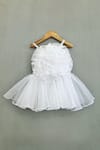 Buy_Label Neeti_White Organza Lining Cotton Tafetta Ruffled Rosette Dress _at_Aza_Fashions