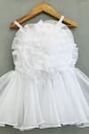 Label Neeti_White Organza Lining Cotton Tafetta Ruffled Rosette Dress _Online_at_Aza_Fashions