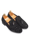 Buy_Domani_Black Embroidered Mewari Slip-on Shoes _at_Aza_Fashions