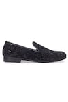 Domani_Black Embroidered Mewari Slip-on Shoes _Online_at_Aza_Fashions