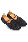 Buy_Domani_Black Embroidered Mewari Juttis _at_Aza_Fashions