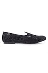 Domani_Black Embroidered Mewari Juttis _Online_at_Aza_Fashions