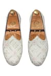 Shop_Domani_Cream Embroidered Jaipuri Floral Juttis _at_Aza_Fashions