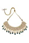 MINAKI_Green Kundan Studded Drop Collar Necklace Set _Online_at_Aza_Fashions