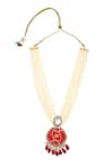 MINAKI_Red Stone Studded Pearl Multi Long Necklace Set _Online_at_Aza_Fashions