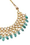 MINAKI_Green Kundan Studded Cluster Collar Necklace Set _Online_at_Aza_Fashions