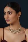 Buy_MINAKI_Gold Plated Kundan Cluster Studded Collar Necklace Set _at_Aza_Fashions