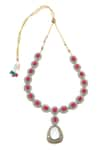 MINAKI_Red Stone Oval Studded Collar Necklace Set _Online_at_Aza_Fashions