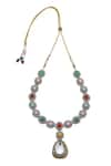 MINAKI_Multi Color Stone Oval Studded Two Necklace Set _Online_at_Aza_Fashions