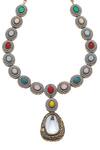 Buy_MINAKI_Multi Color Stone Oval Studded Two Necklace Set _Online_at_Aza_Fashions