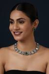 Buy_MINAKI_Green Stones Studded Floral Swirl Necklace Set _at_Aza_Fashions