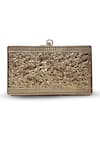 Buy_THE TAN CLAN_Gold Stone Arya Floral Carved Clutch _Online_at_Aza_Fashions