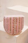 THE TAN CLAN_Pink Bead Asma Stripe Embellished Clutch _Online_at_Aza_Fashions