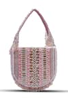 Buy_THE TAN CLAN_Pink Bead Asma Stripe Embellished Clutch _Online_at_Aza_Fashions