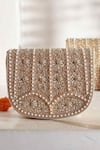 Shop_THE TAN CLAN_Beige Bead Kavya Embellished Clutch _at_Aza_Fashions