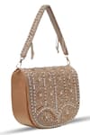 THE TAN CLAN_Gold Bead Kavya Embellished Flap Clutch _Online_at_Aza_Fashions