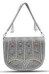 THE TAN CLAN_Grey Bead Kavya Embellished Flap Over Clutch _at_Aza_Fashions