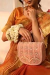 Buy_THE TAN CLAN_Pink Bead Kavya Studded Flap Over Clutch _at_Aza_Fashions