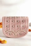 Shop_THE TAN CLAN_Pink Bead Kavya Studded Flap Over Clutch _at_Aza_Fashions