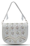 THE TAN CLAN_White Bead Kavya Studded Clutch _at_Aza_Fashions