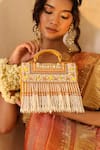 Buy_THE TAN CLAN_Yellow Bead Kiara Work Clutch _at_Aza_Fashions