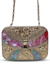 Buy_THE TAN CLAN_Gold Mother Of Pearl Naina Embellished Clutch Bag _Online_at_Aza_Fashions