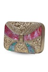 Shop_THE TAN CLAN_Gold Mother Of Pearl Naina Embellished Clutch Bag _Online_at_Aza_Fashions