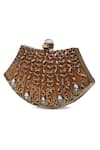 Shop_THE TAN CLAN_Gold Stone Nitya Work Clutch Bag _Online_at_Aza_Fashions