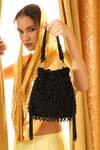 Buy_THE TAN CLAN_Black Bead Rosa Tassel Embroidered Potli Bag _at_Aza_Fashions