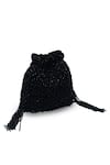 Buy_THE TAN CLAN_Black Bead Rosa Tassel Embroidered Potli Bag _Online_at_Aza_Fashions