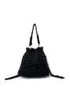 Shop_THE TAN CLAN_Black Bead Rosa Tassel Embroidered Potli Bag _Online_at_Aza_Fashions