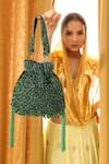 Buy_THE TAN CLAN_Green Bead Rosa Tassel Work Potli Bag _at_Aza_Fashions