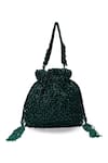 Buy_THE TAN CLAN_Green Bead Rosa Tassel Work Potli Bag _Online_at_Aza_Fashions