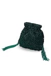 Shop_THE TAN CLAN_Green Bead Rosa Tassel Work Potli Bag _Online_at_Aza_Fashions