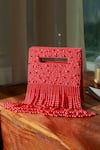 Buy_THE TAN CLAN_Red Bead Ruby Embellished Flap Over Clutch Bag _at_Aza_Fashions