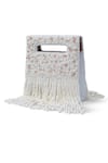 Shop_THE TAN CLAN_White Bead Ruby Flap Over Clutch Bag _at_Aza_Fashions