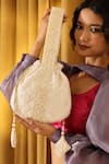 Buy_THE TAN CLAN_White Thread Taj Geometric Work Potli Bag _at_Aza_Fashions