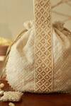 Buy_THE TAN CLAN_White Thread Taj Geometric Work Potli Bag _Online_at_Aza_Fashions