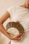 Buy_THE TAN CLAN_Gold Mother Of Pearl Tiara Clutch _at_Aza_Fashions